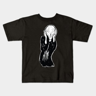 The Scream  minimalized Black and White Kids T-Shirt